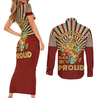 I'm Black and I'm Proud African Couples Matching Short Sleeve Bodycon Dress and Long Sleeve Button Shirt Hand Up Africa Map Art - Wonder Print Shop