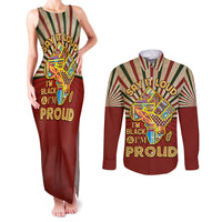 I'm Black and I'm Proud African Couples Matching Tank Maxi Dress and Long Sleeve Button Shirt Hand Up Africa Map Art - Wonder Print Shop