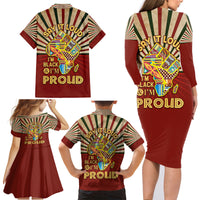 I'm Black and I'm Proud African Family Matching Long Sleeve Bodycon Dress and Hawaiian Shirt Hand Up Africa Map Art - Wonder Print Shop