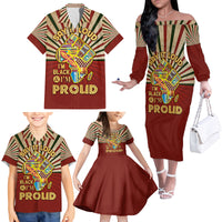 I'm Black and I'm Proud African Family Matching Off The Shoulder Long Sleeve Dress and Hawaiian Shirt Hand Up Africa Map Art - Wonder Print Shop