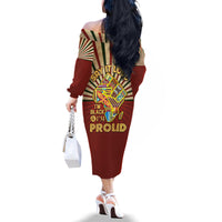 I'm Black and I'm Proud African Family Matching Off The Shoulder Long Sleeve Dress and Hawaiian Shirt Hand Up Africa Map Art - Wonder Print Shop