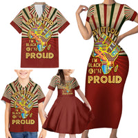 I'm Black and I'm Proud African Family Matching Short Sleeve Bodycon Dress and Hawaiian Shirt Hand Up Africa Map Art - Wonder Print Shop