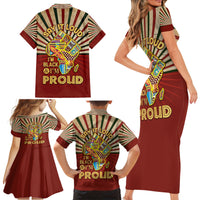 I'm Black and I'm Proud African Family Matching Short Sleeve Bodycon Dress and Hawaiian Shirt Hand Up Africa Map Art - Wonder Print Shop