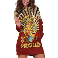 I'm Black and I'm Proud African Hoodie Dress Hand Up Africa Map Art - Wonder Print Shop