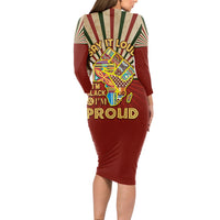 I'm Black and I'm Proud African Long Sleeve Bodycon Dress Hand Up Africa Map Art - Wonder Print Shop