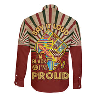 I'm Black and I'm Proud African Long Sleeve Button Shirt Hand Up Africa Map Art - Wonder Print Shop