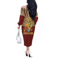 I'm Black and I'm Proud African Off The Shoulder Long Sleeve Dress Hand Up Africa Map Art - Wonder Print Shop