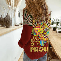 I'm Black and I'm Proud African Women Casual Shirt Hand Up Africa Map Art - Wonder Print Shop