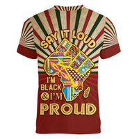 I'm Black and I'm Proud African Women V Neck T Shirt Hand Up Africa Map Art - Wonder Print Shop