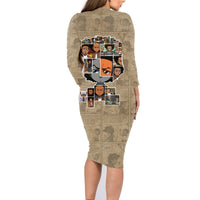 Huey Freeman Family Matching Long Sleeve Bodycon Dress and Hawaiian Shirt African American - Wonder Print Shop