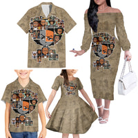 Huey Freeman Family Matching Off The Shoulder Long Sleeve Dress and Hawaiian Shirt African American - Wonder Print Shop