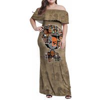 Huey Freeman Family Matching Off Shoulder Maxi Dress and Hawaiian Shirt African American - Wonder Print Shop