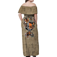 Huey Freeman Family Matching Off Shoulder Maxi Dress and Hawaiian Shirt African American - Wonder Print Shop