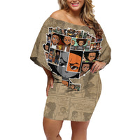 Huey Freeman Family Matching Off Shoulder Short Dress and Hawaiian Shirt African American - Wonder Print Shop