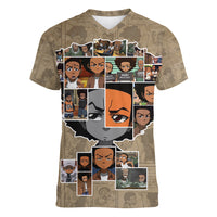 Huey Freeman Women V Neck T Shirt African American - Wonder Print Shop