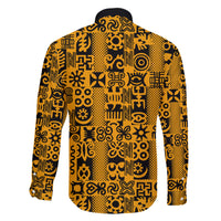 Culture Adinkra Family Matching Short Sleeve Bodycon Dress and Hawaiian Shirt West African Yellow Art - Wonder Print Shop