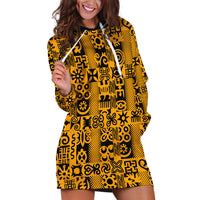 Culture Adinkra Hoodie Dress West African Yellow Art - Wonder Print Shop