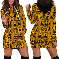 Culture Adinkra Hoodie Dress West African Yellow Art - Wonder Print Shop