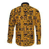 Culture Adinkra Long Sleeve Button Shirt West African Yellow Art - Wonder Print Shop