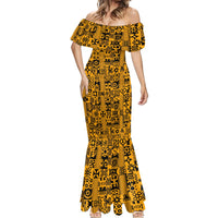 Culture Adinkra Mermaid Dress West African Yellow Art - Wonder Print Shop
