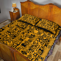 Culture Adinkra Quilt Bed Set West African Yellow Art - Wonder Print Shop