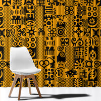 Culture Adinkra Window Curtain West African Yellow Art - Wonder Print Shop