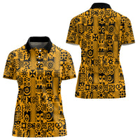 Culture Adinkra Women Polo Shirt West African Yellow Art - Wonder Print Shop