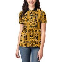 Culture Adinkra Women Polo Shirt West African Yellow Art - Wonder Print Shop