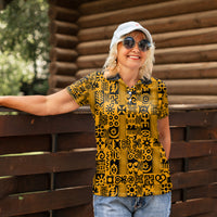 Culture Adinkra Women Polo Shirt West African Yellow Art - Wonder Print Shop