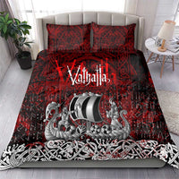 Blood Flows to Valhalla Bedding Set Viking Longship Nordic Knotwork - Dark Mythology