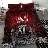 Blood Flows to Valhalla Bedding Set Viking Longship Nordic Knotwork - Dark Mythology