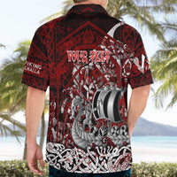Blood Flows to Valhalla Hawaiian Shirt Viking Longship Nordic Knotwork - Dark Mythology