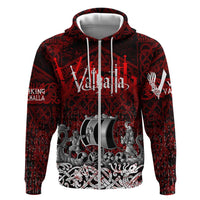 Blood Flows to Valhalla Hoodie Viking Longship Nordic Knotwork - Dark Mythology