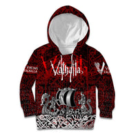 Blood Flows to Valhalla Kid Hoodie Viking Longship Nordic Knotwork - Dark Mythology