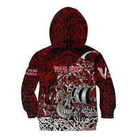 Blood Flows to Valhalla Kid Hoodie Viking Longship Nordic Knotwork - Dark Mythology
