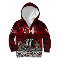 Blood Flows to Valhalla Kid Hoodie Viking Longship Nordic Knotwork - Dark Mythology