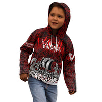 Blood Flows to Valhalla Kid Hoodie Viking Longship Nordic Knotwork - Dark Mythology