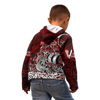 Blood Flows to Valhalla Kid Hoodie Viking Longship Nordic Knotwork - Dark Mythology
