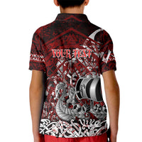 Blood Flows to Valhalla Kid Polo Shirt Viking Longship Nordic Knotwork - Dark Mythology