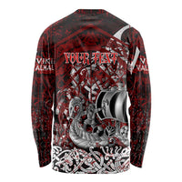 Blood Flows to Valhalla Long Sleeve Shirt Viking Longship Nordic Knotwork - Dark Mythology