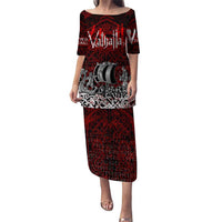 Blood Flows to Valhalla Puletasi Viking Longship Nordic Knotwork - Dark Mythology