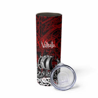Blood Flows to Valhalla Skinny Tumbler Viking Longship Nordic Knotwork - Dark Mythology