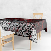 Blood Flows to Valhalla Tablecloth Viking Longship Nordic Knotwork - Dark Mythology