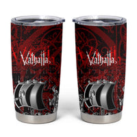 Blood Flows to Valhalla Tumbler Cup Viking Longship Nordic Knotwork - Dark Mythology