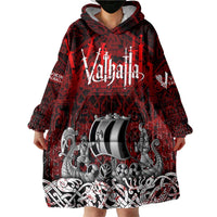 Blood Flows to Valhalla Wearable Blanket Hoodie Viking Longship Nordic Knotwork - Dark Mythology