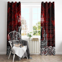 Blood Flows to Valhalla Window Curtain Viking Longship Nordic Knotwork - Dark Mythology