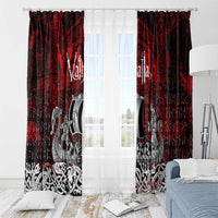 Blood Flows to Valhalla Window Curtain Viking Longship Nordic Knotwork - Dark Mythology
