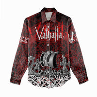 Blood Flows to Valhalla Women Casual Shirt Viking Longship Nordic Knotwork - Dark Mythology