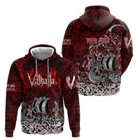 Blood Flows to Valhalla Zip Hoodie Viking Longship Nordic Knotwork - Dark Mythology