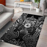 Scandinavian Viking Area Rug Norse Warrior Sigil - Helmet and Battle Axes